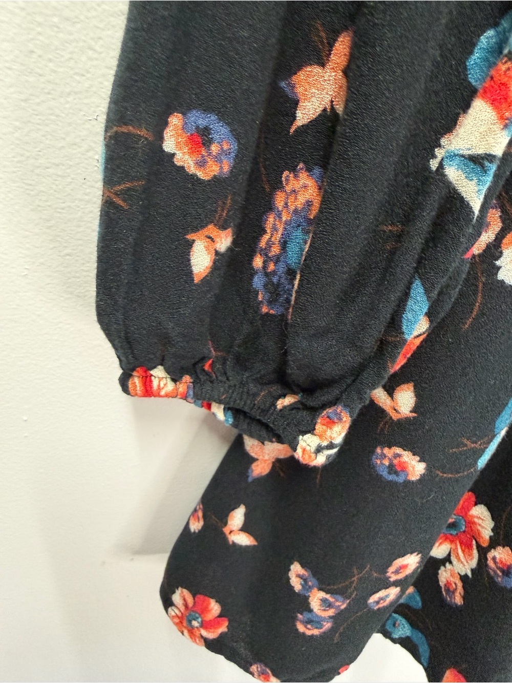 Hollister Black Mini Dress with Red and Blue Flower Accents Size Medium - Picture 5 of 7